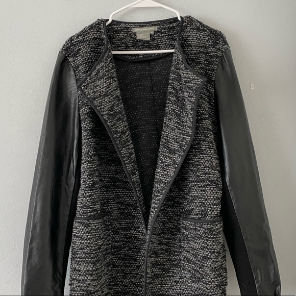 Kate & Mallory Sweaters - Kate & Mallory long open sweater cardigan with faux leather sleeves Sz XL